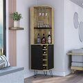 Depot E-Shop Bursan Corner Bar Cabinet, Macadamia & Black DE-BMW7763